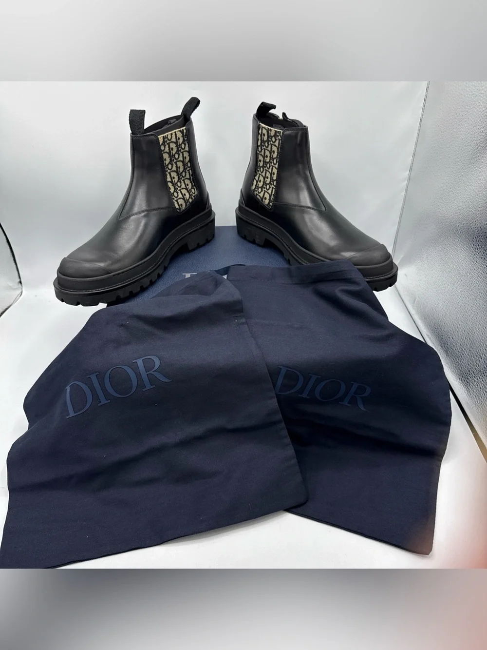 NWB Dior Explorer Chelsea Boot Black Beige Black Dior Oblique Motif SIZE 41